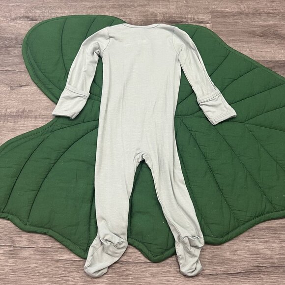 Kate Quinn Bamboo 6-9M Green Zipper Footie - Picture 2 of 4